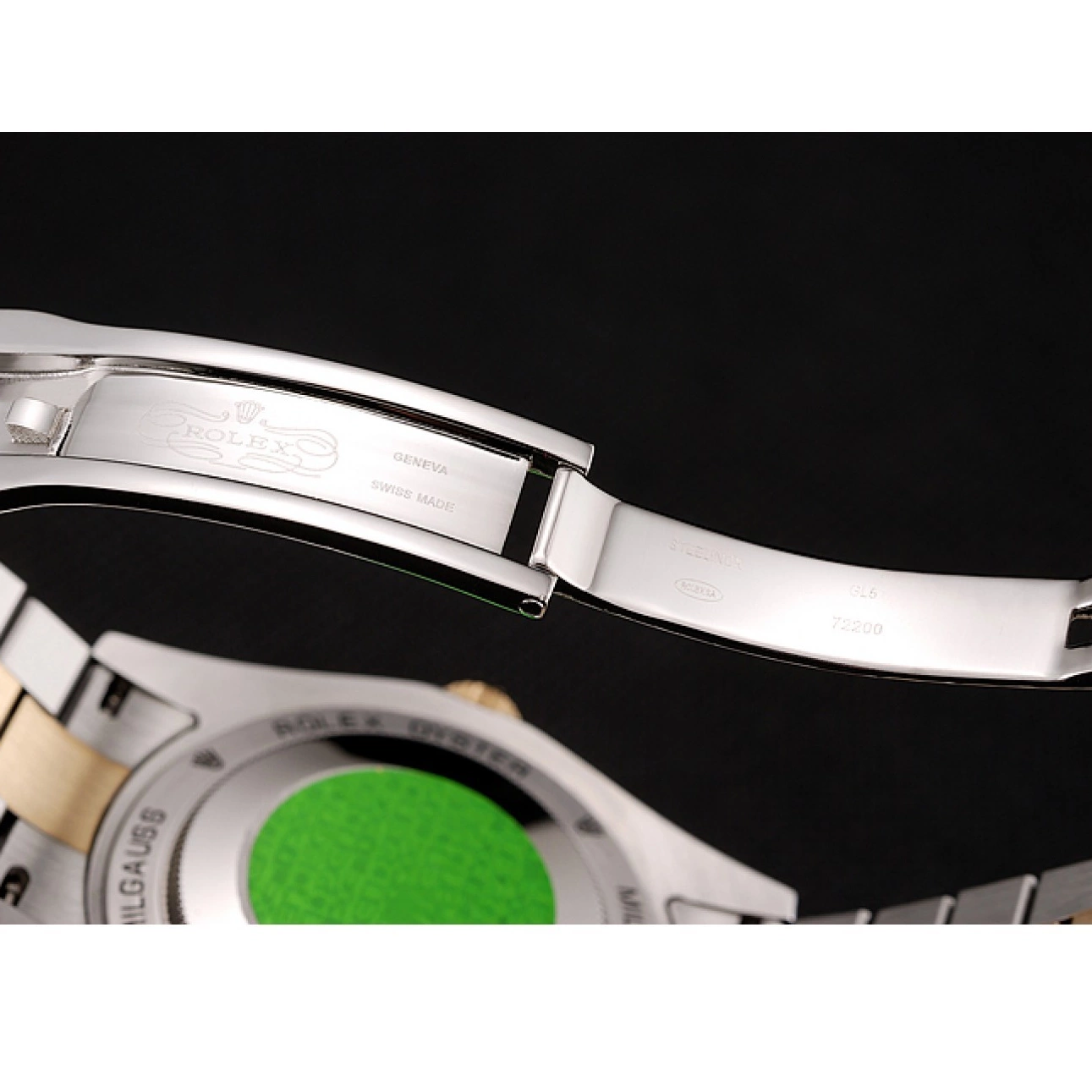 Aaa replica watch Dial Steel Gold Tone Swiss Bracelet Two 1453976 Stainless Rolex Case Diamond Day-Date Black 0726